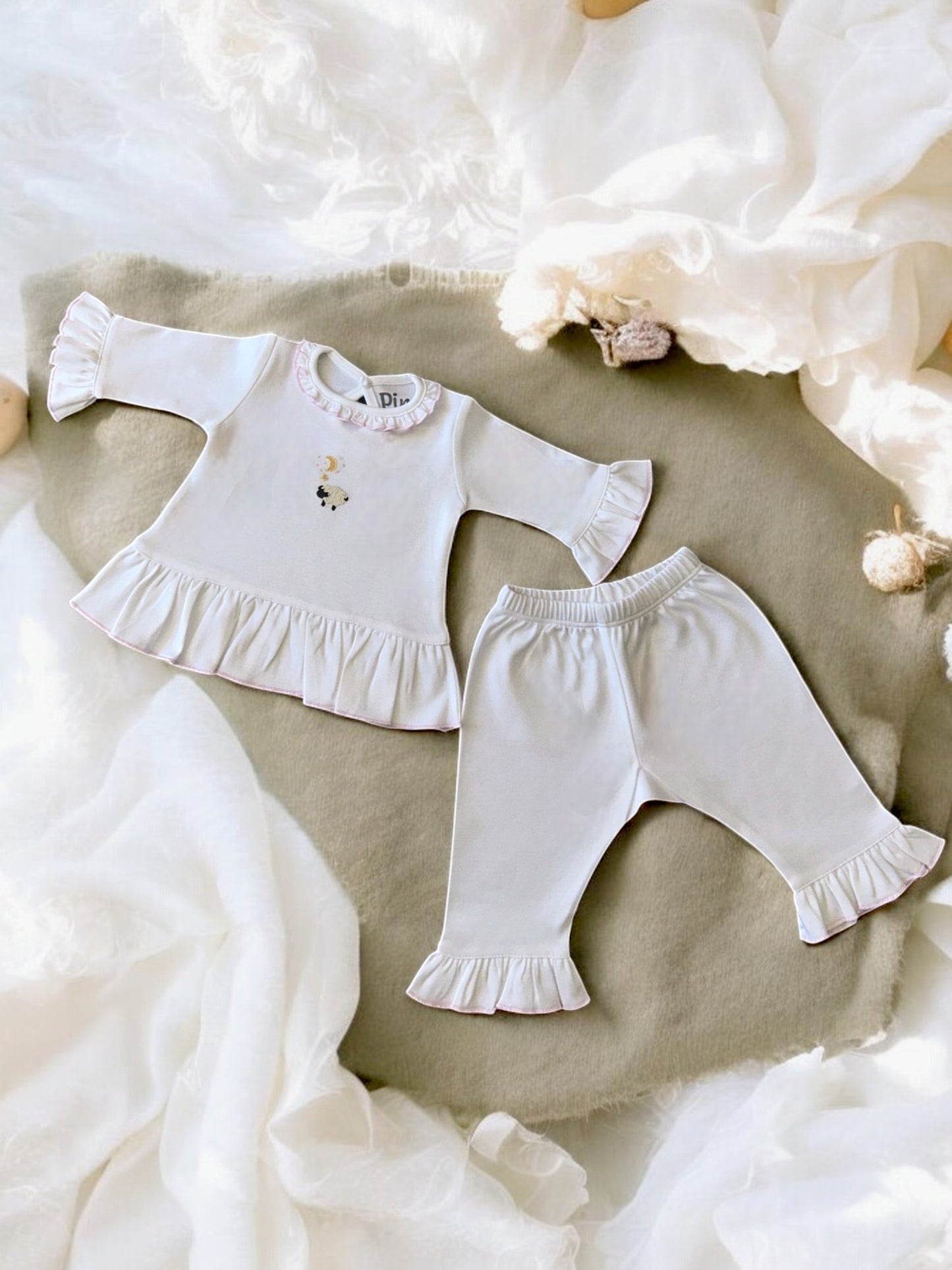 Conjunto largo niña ovejitas algodón Pima