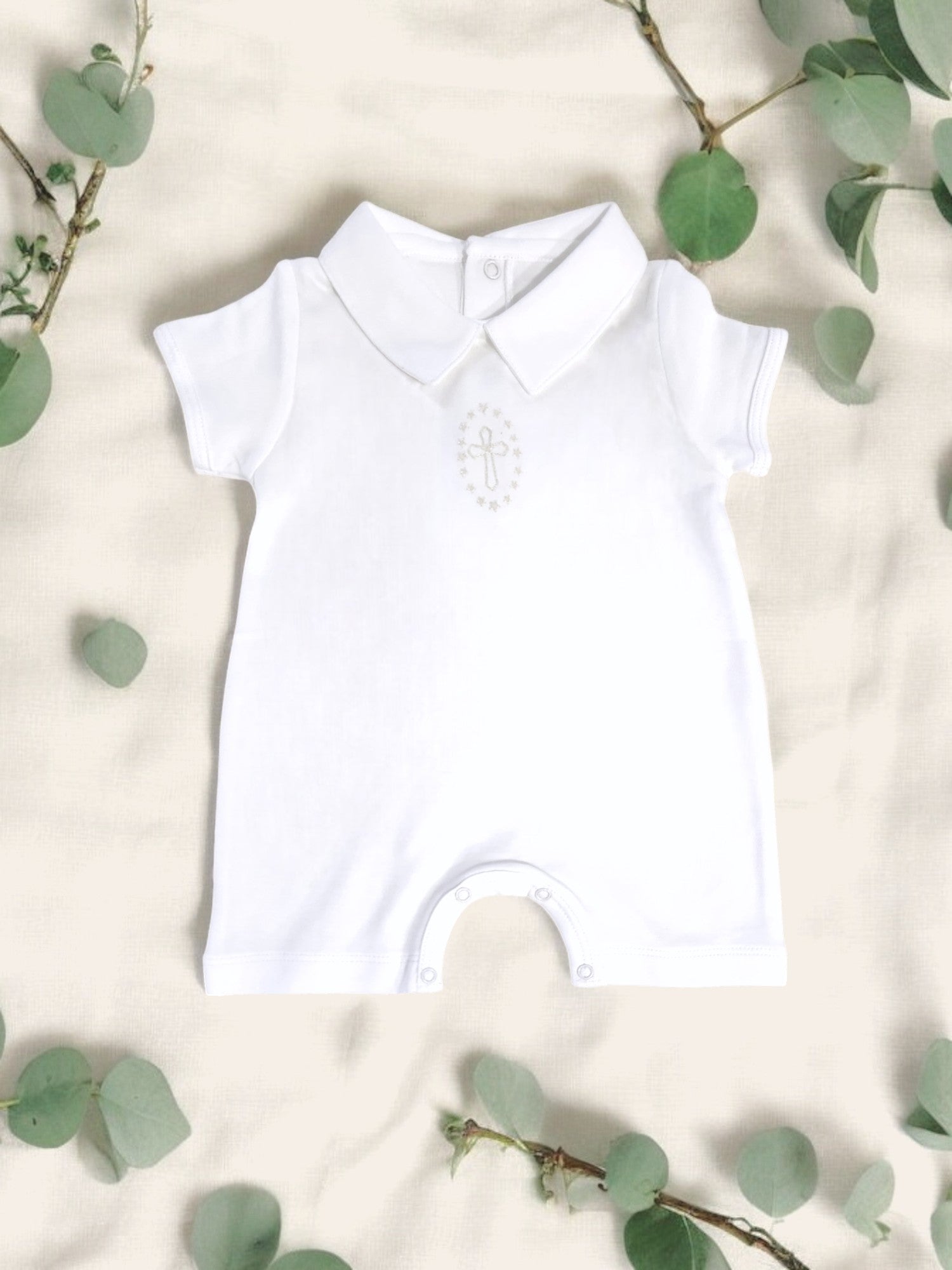 Enterito Corto bautizo de Algodón Pima - 3-6 Meses